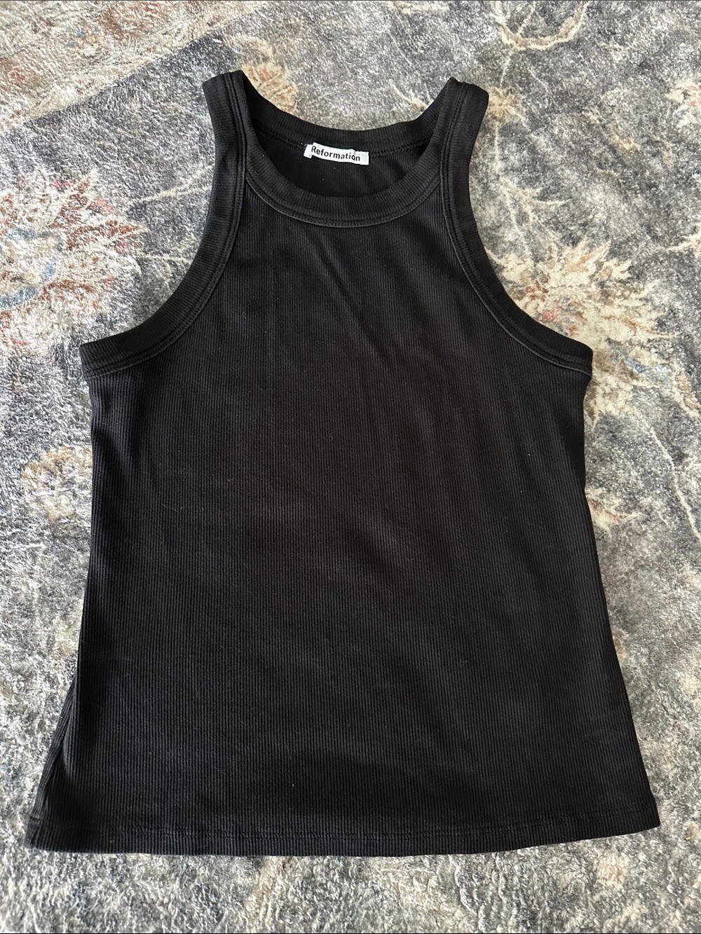 Reformation Black Ribbed Tank